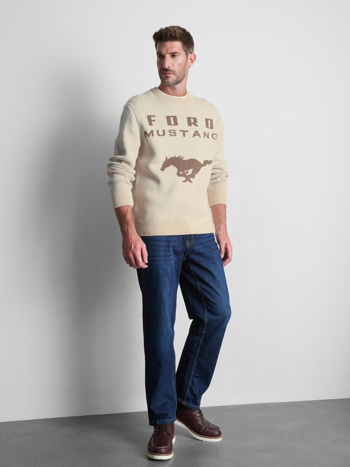 Ford Mustang Knitted Jumper - Oatmeal