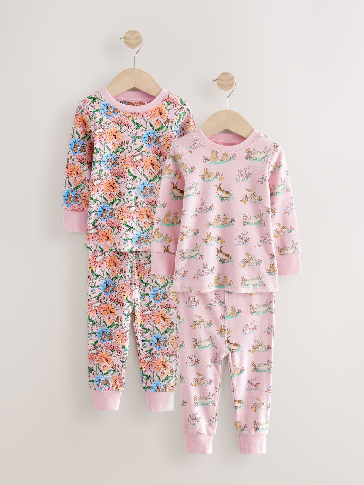 Multi Cath Kidston Bunny Snuggle 100% Cotton Pyjamas 2 Pack