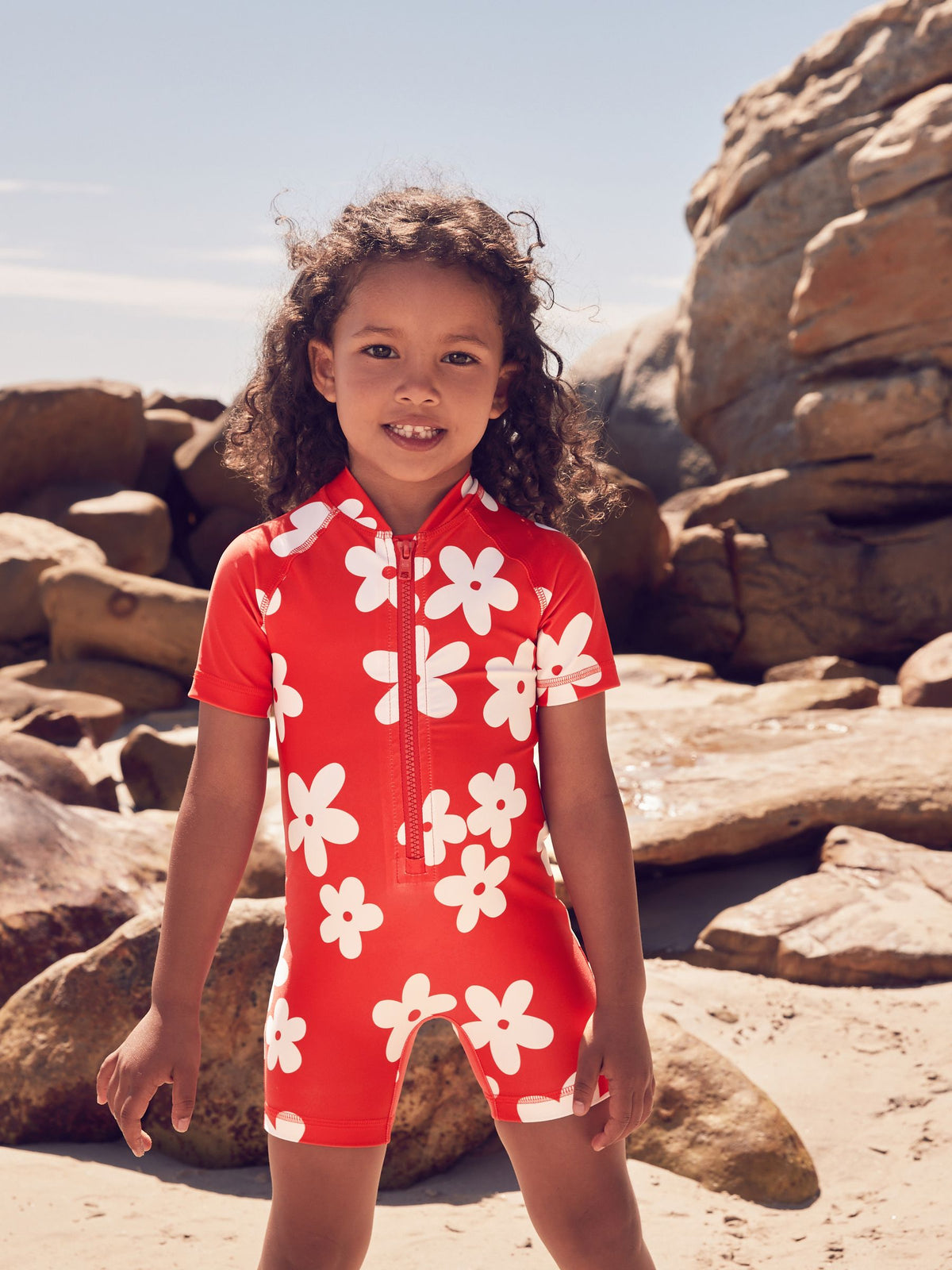 Red Flower Sunsafe Swimsuit (3mths-10yrs)