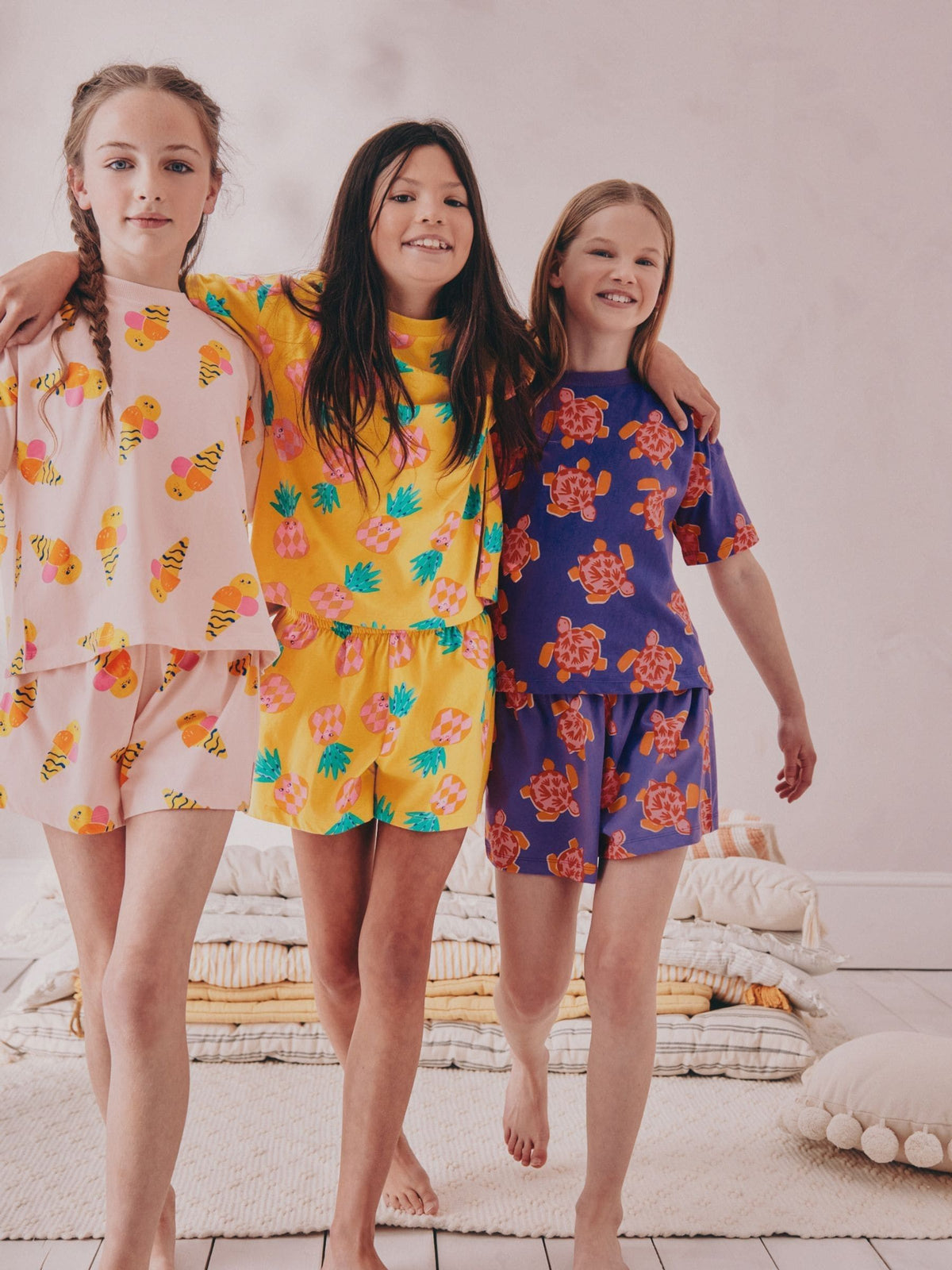 Yellow/Pink Pyjamas 3 Pack (3-16yrs)