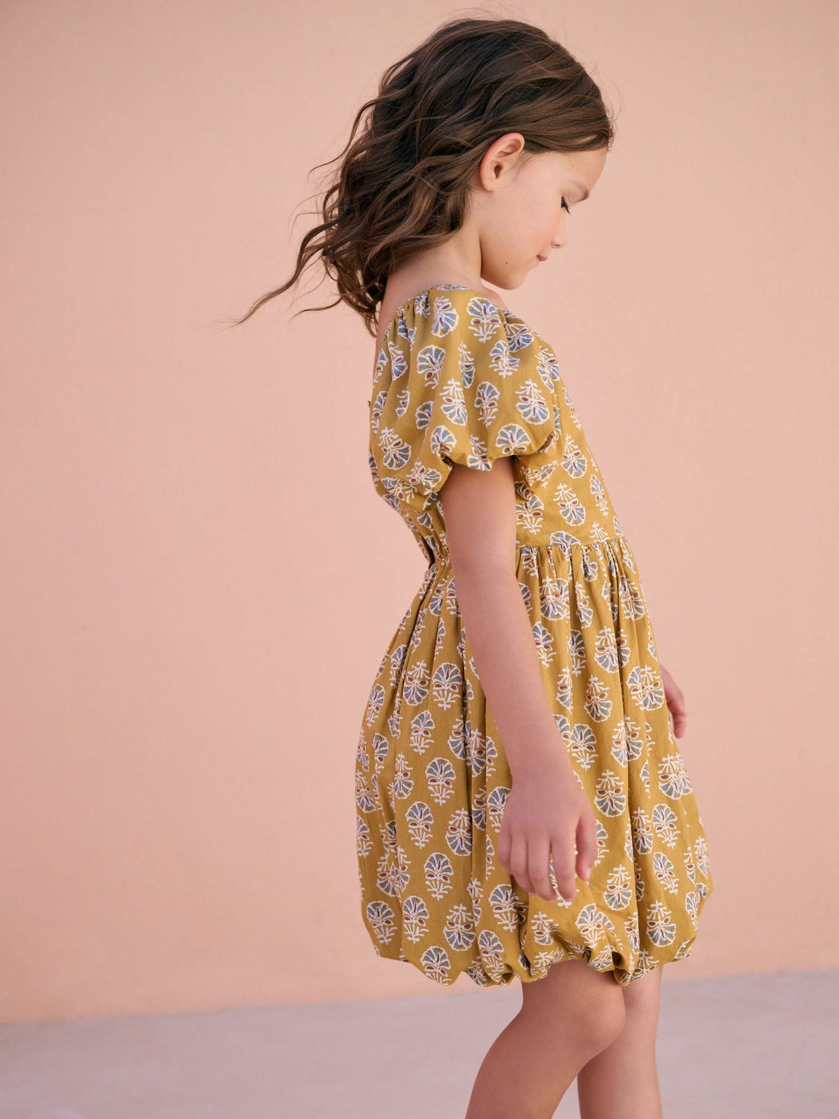 Yellow Printed Puffball Summer Dress (3-16yrs)