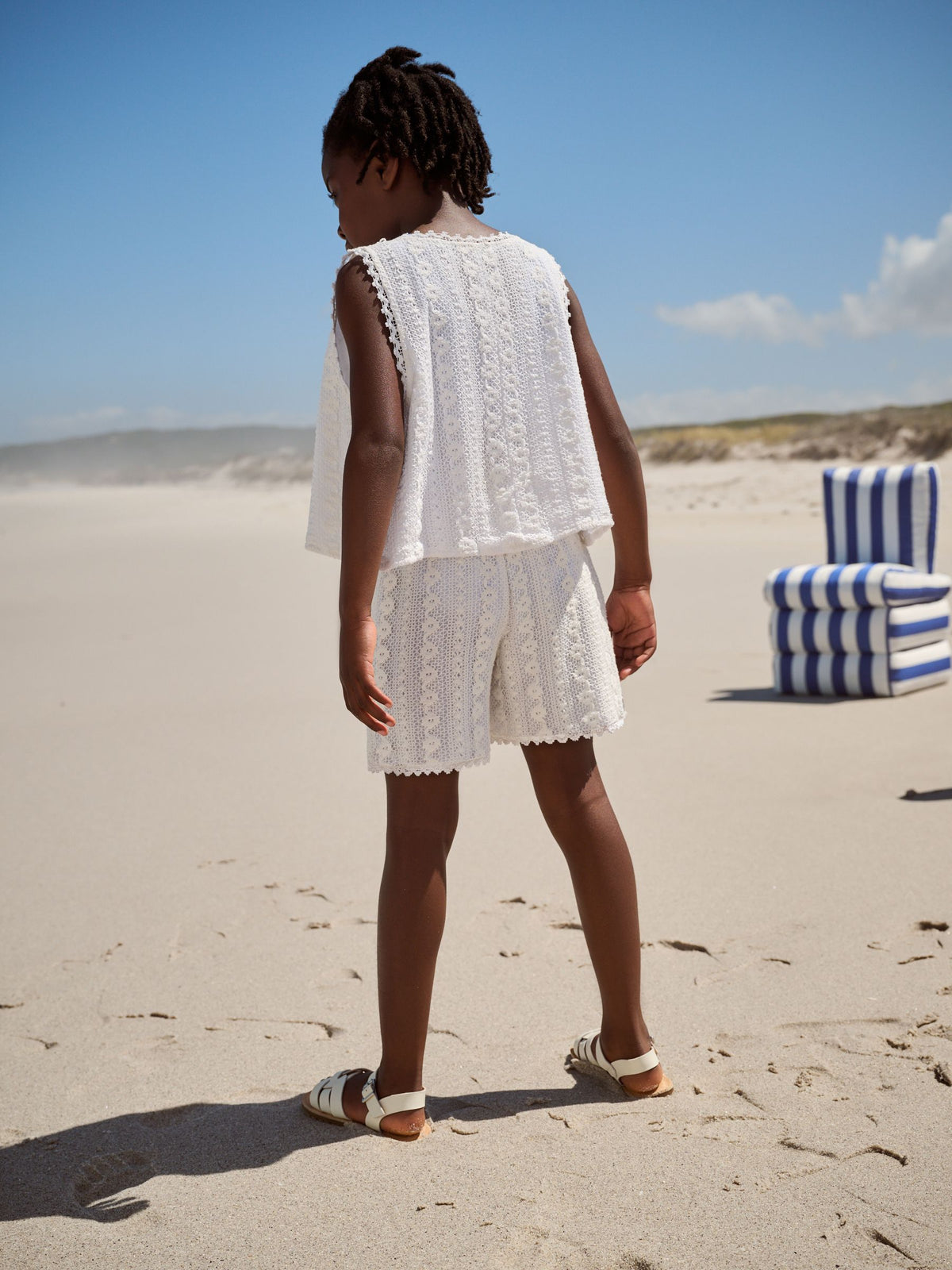 White Crochet Beach Co-ord Set (3-16yrs)