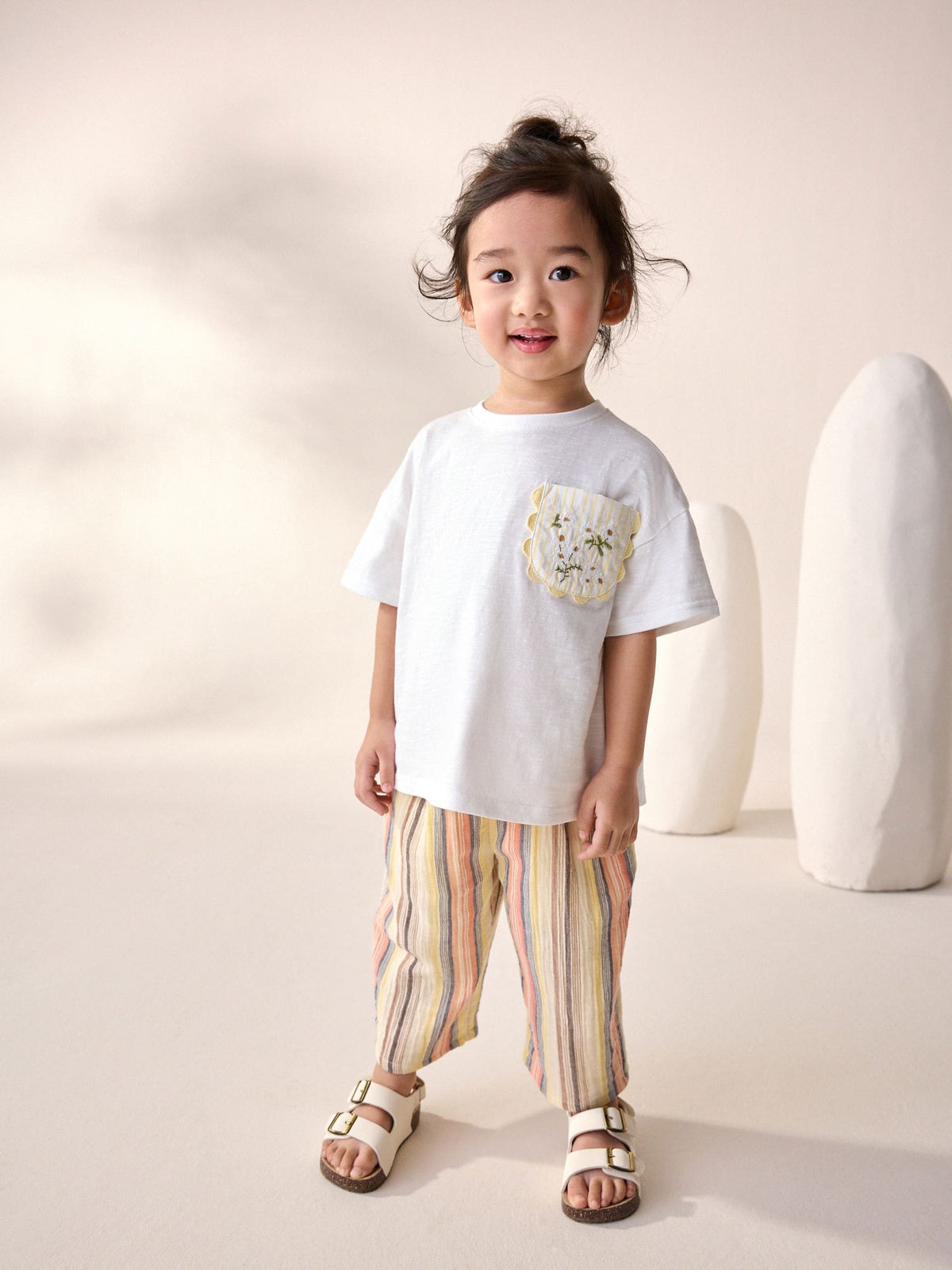 White 100% Cotton Short Sleeve Embroidered Pocket T-Shirt (3mths-7yrs)
