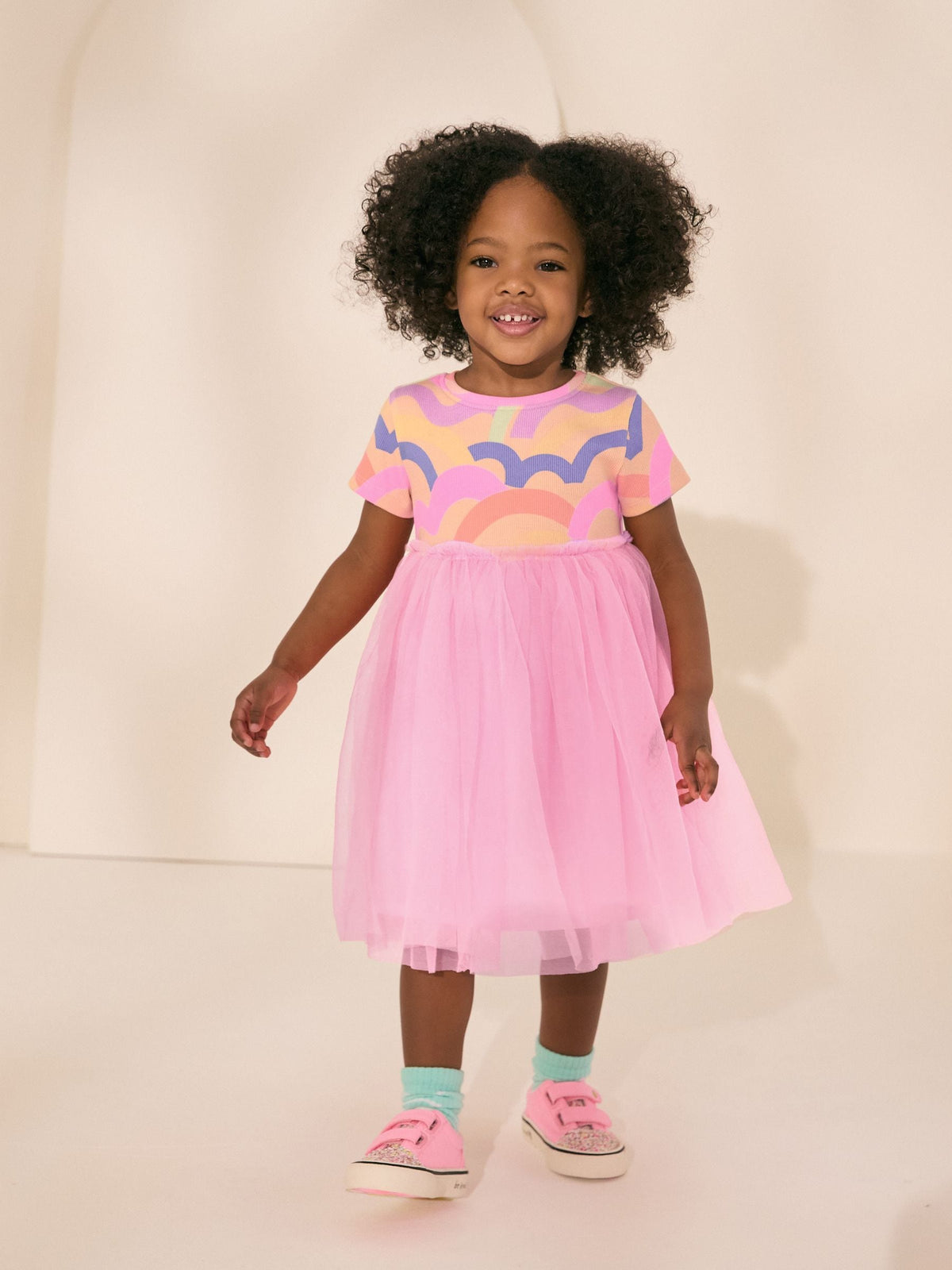 Rainbow Pink Mesh Party Dress (3mths-7yrs)