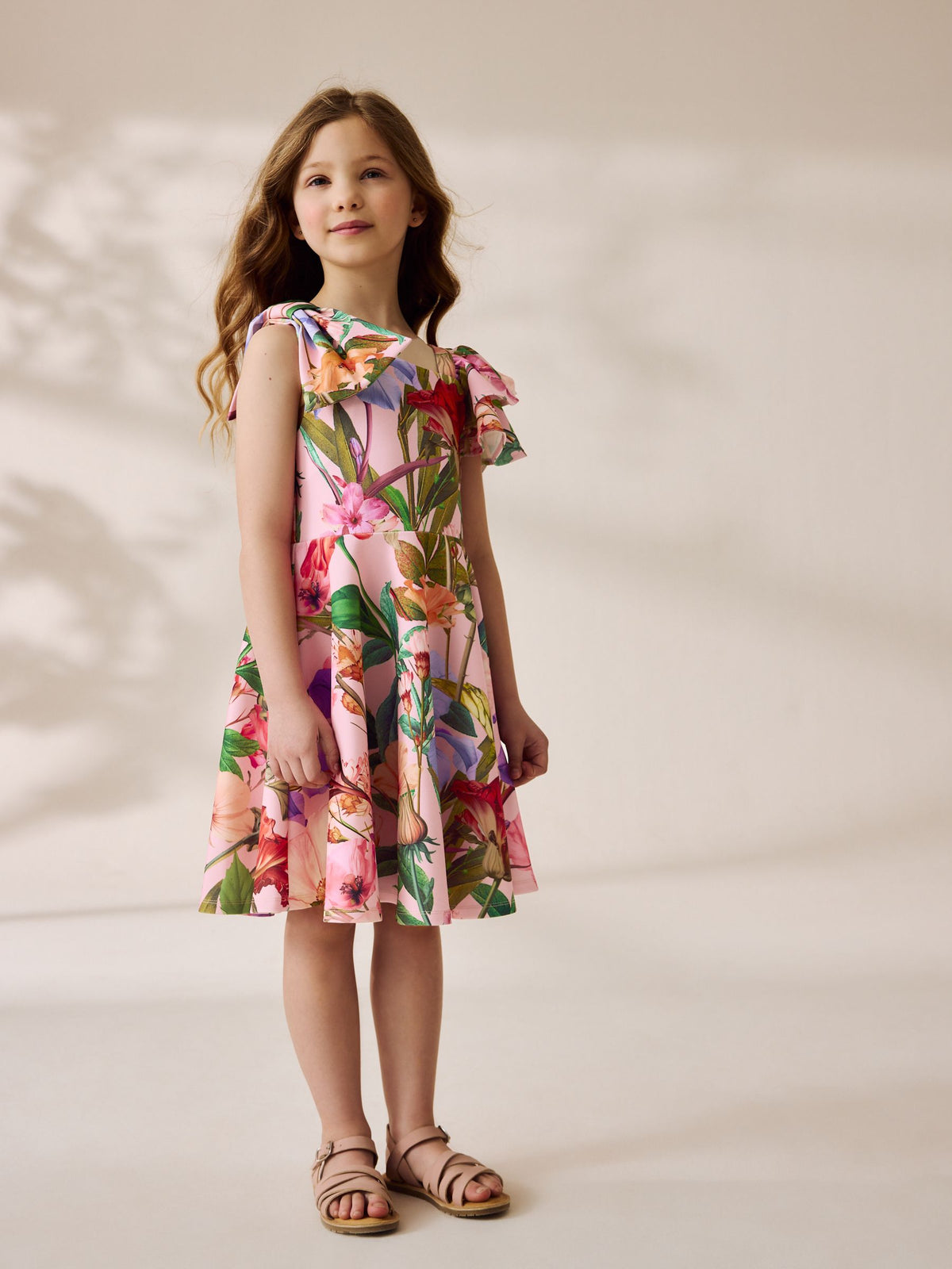Pink Floral Print Shoulder Detail Summer Dress (1.5-16yrs)