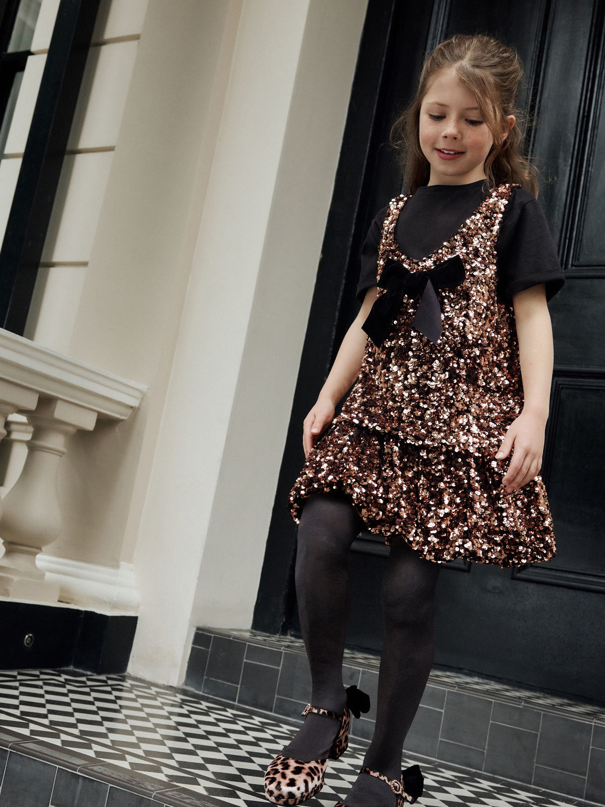 Bronze Sequin Dress and T-Shirt Set (3-16yrs)