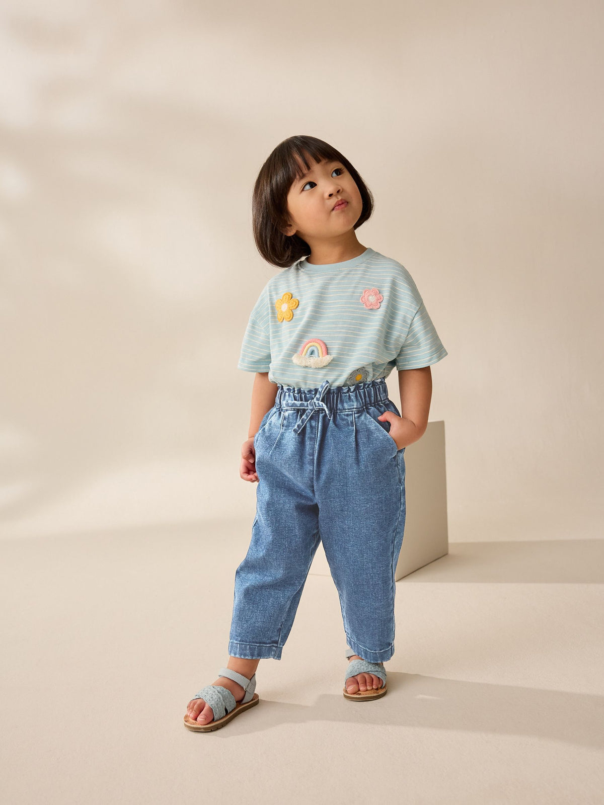 Light Wash Tie Waist Jeans (3mths-7yrs)