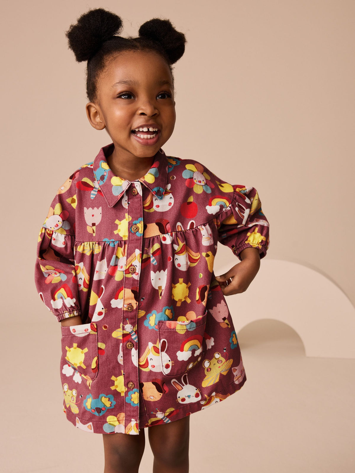 Brown Character Cotton Shirt Dress (3mths-8yrs)