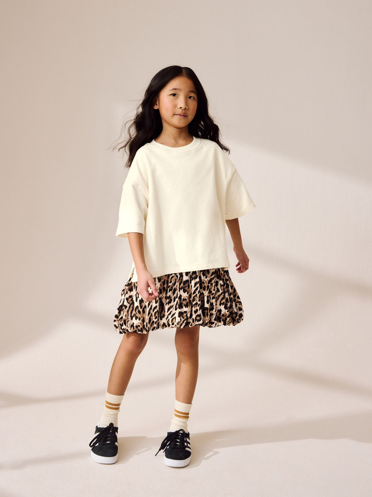 Cream Animal Print Bubble Skirt Dress (3-12yrs)