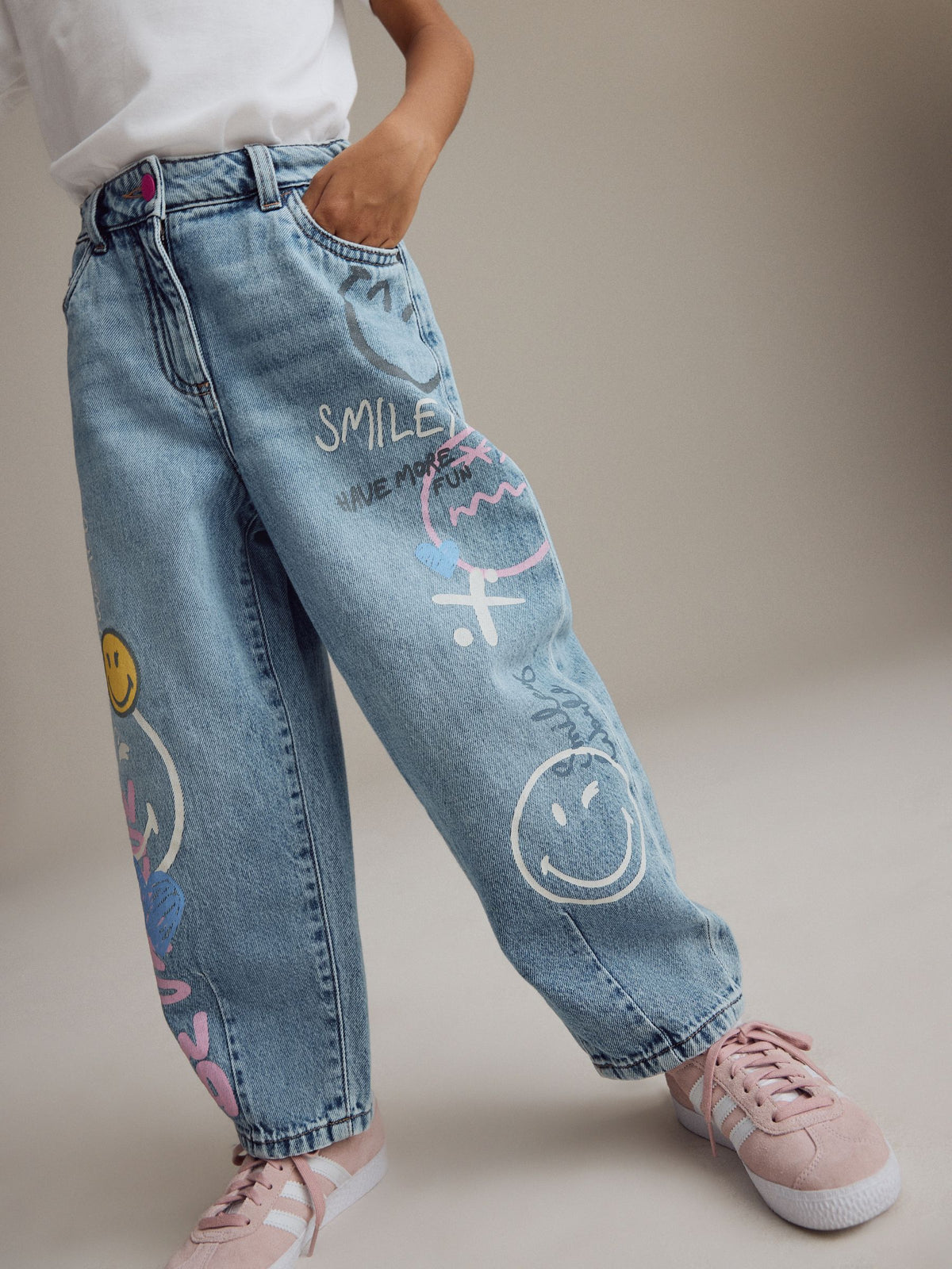 Denim SmileyWorld® 100% Cotton Barrel Jeans (3-16yrs)