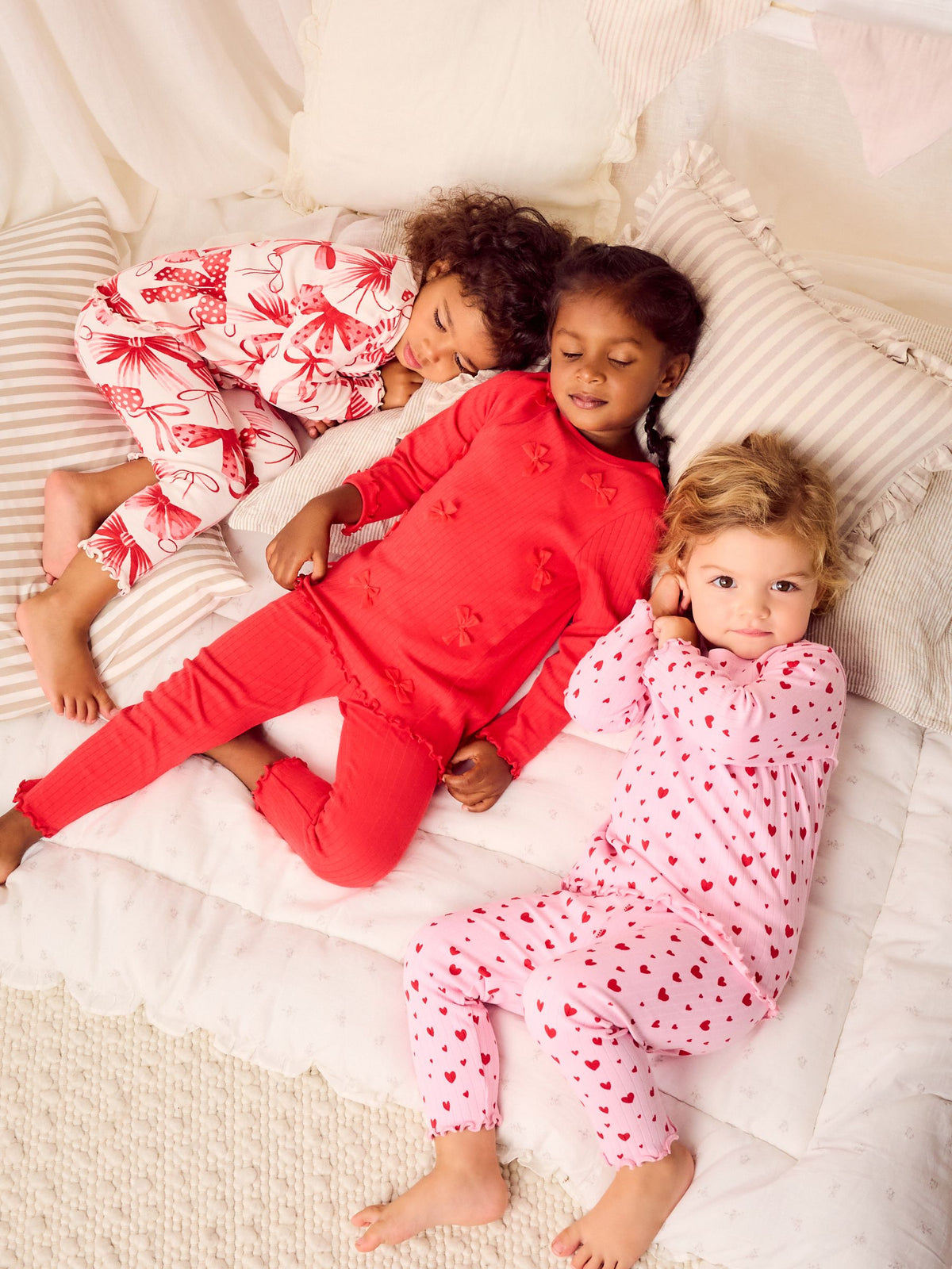 Red Bow/ Heart Long Sleeve Snuggle Pyjamas 3 Pack (9mths-16yrs)