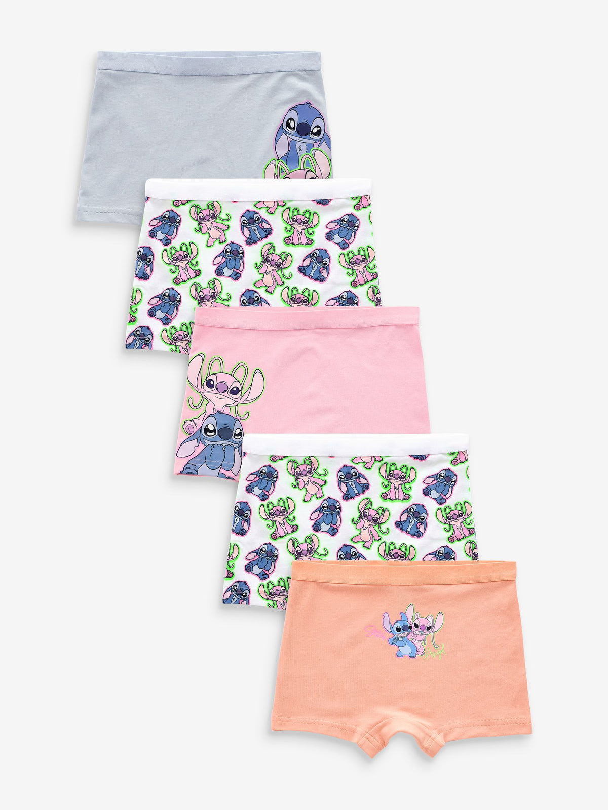 Pink/Blue Lilo And Stitch Shorts Briefs 5 Pack (2-16yrs)