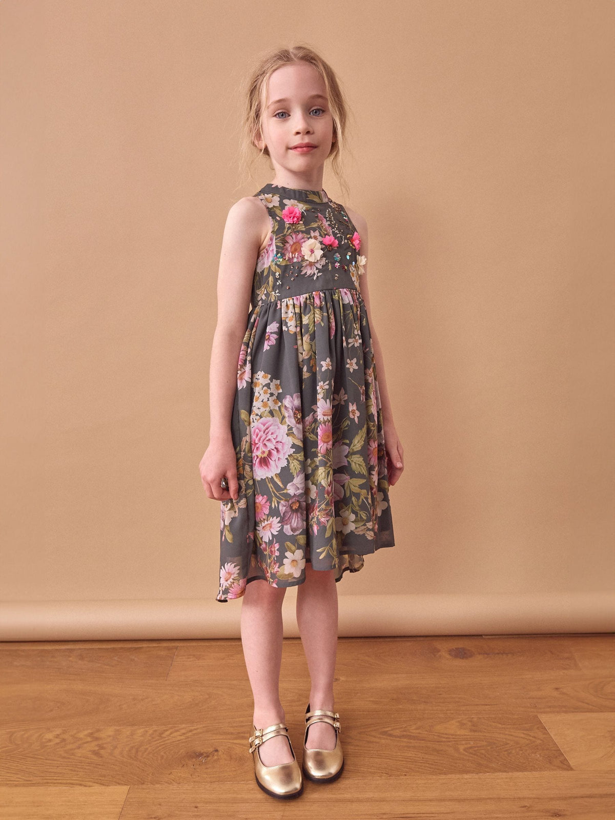 Grey Embellished Occasion Dress (3-16yrs)