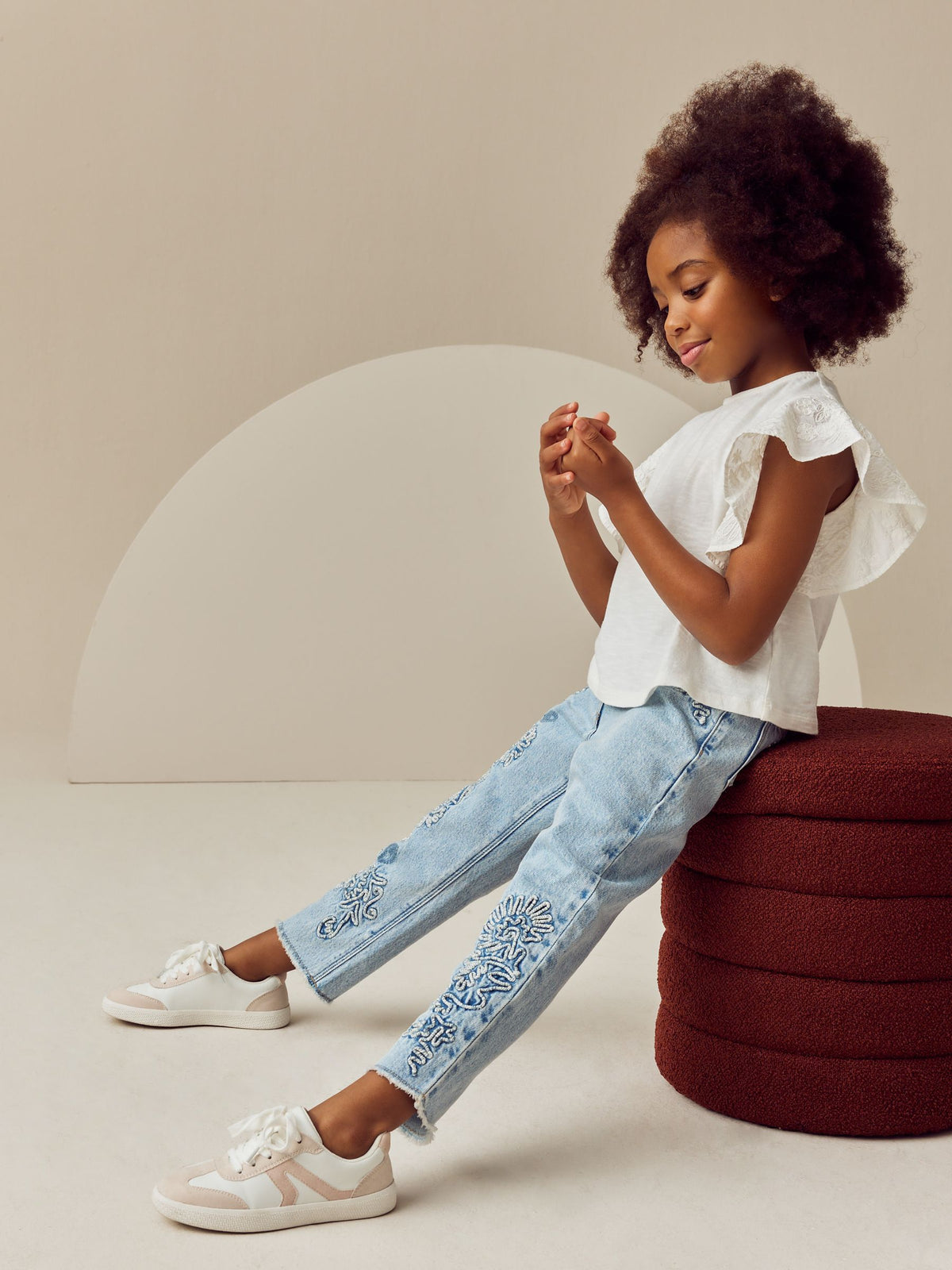 Light Blue Mom Cornelli 100% Cotton Jeans (3-16yrs)