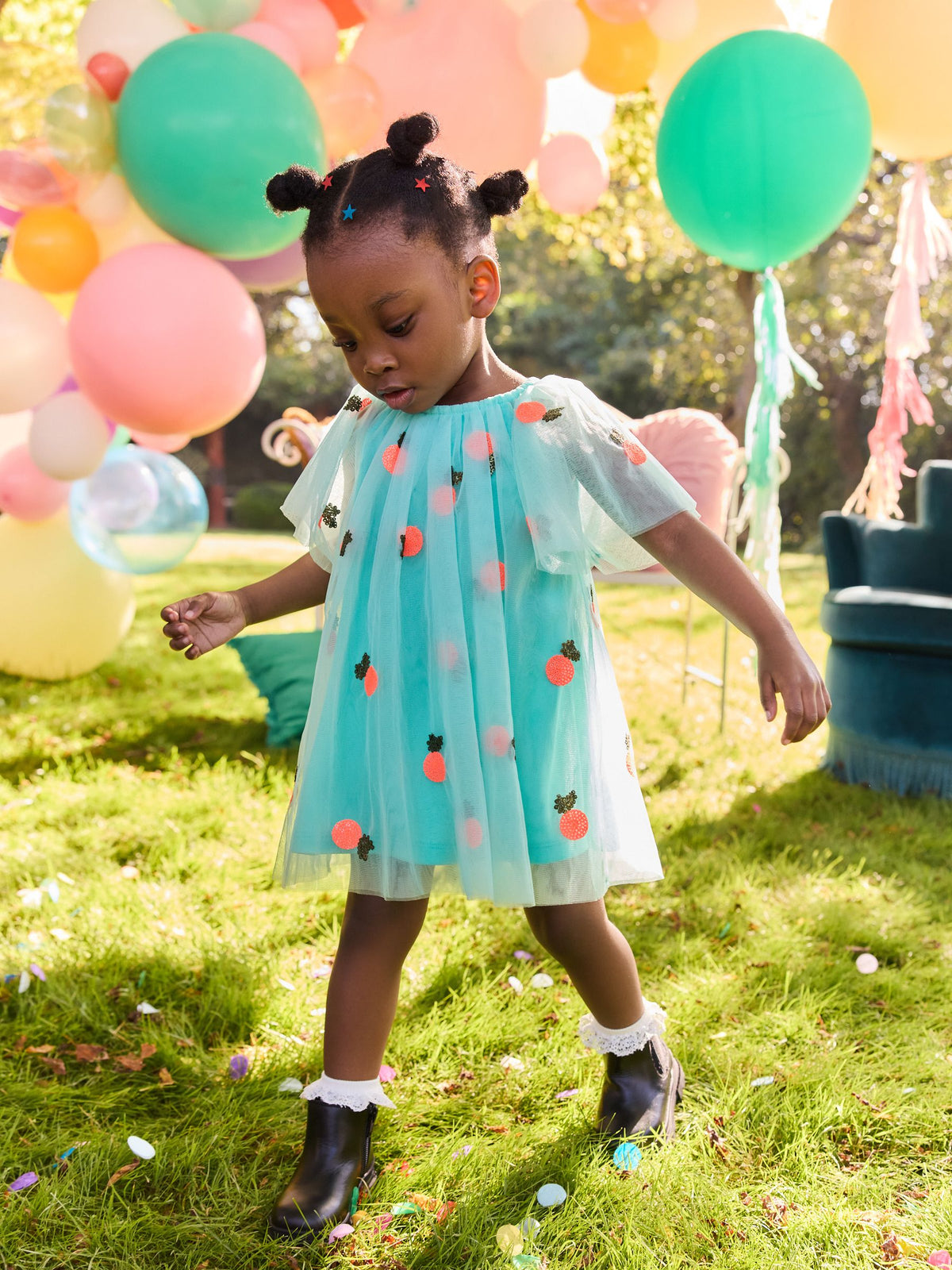 Aqua Blue Sequin Mesh Dress (3mths-8yrs)