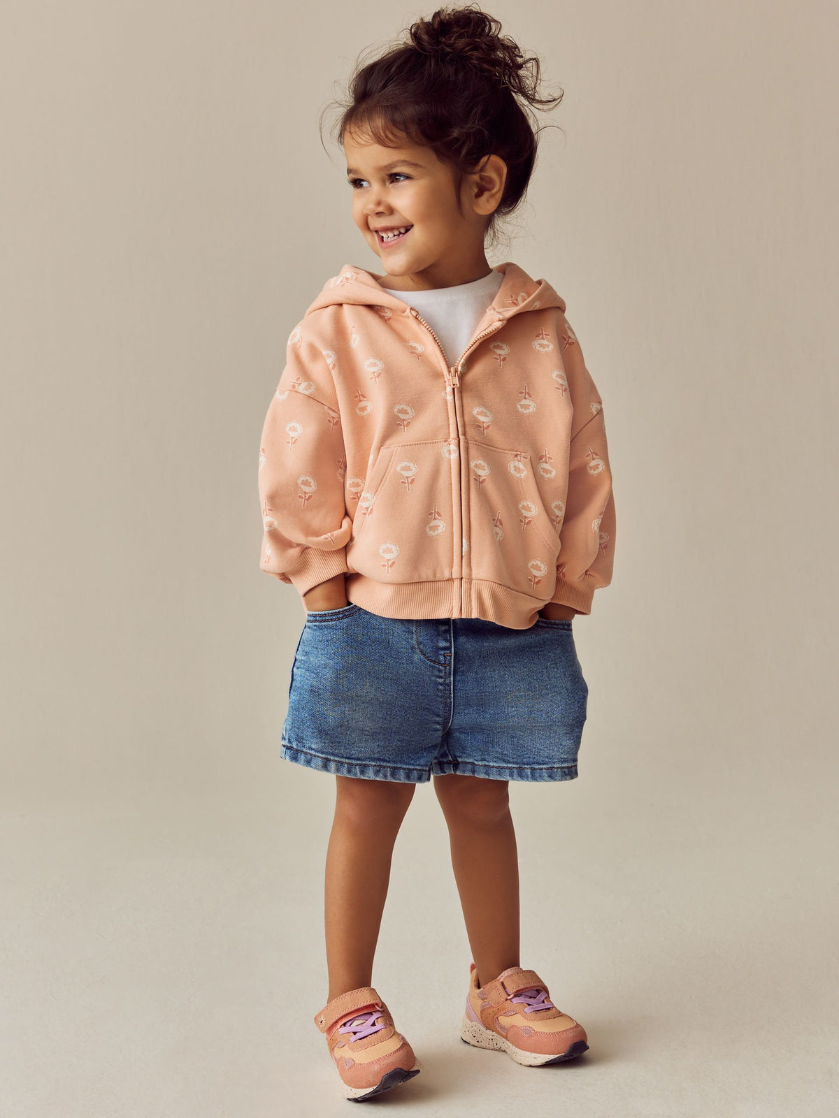 Peach Ditsy Print Hoodie (3mths-7yrs)