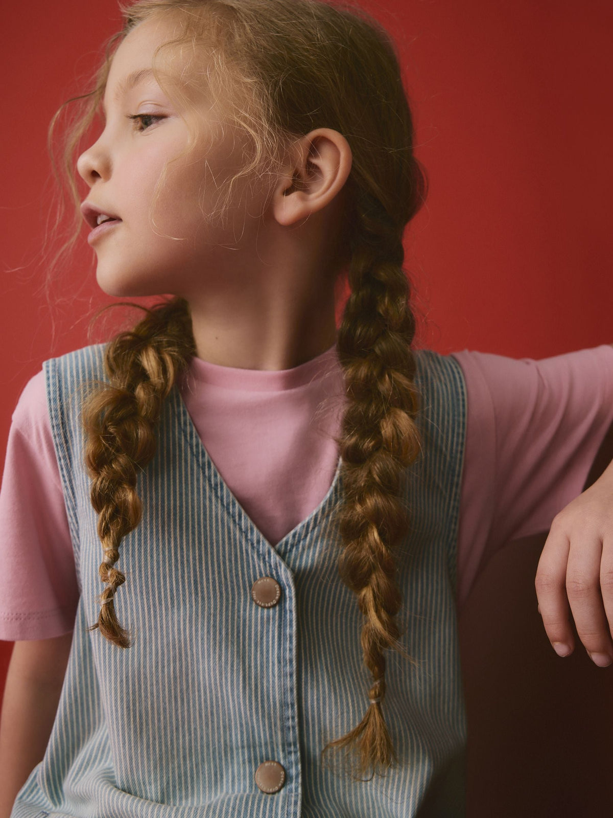 Blue/Pink Denim Pinafore 100% Cotton Dress and T-Shirt Set (3-16yrs)