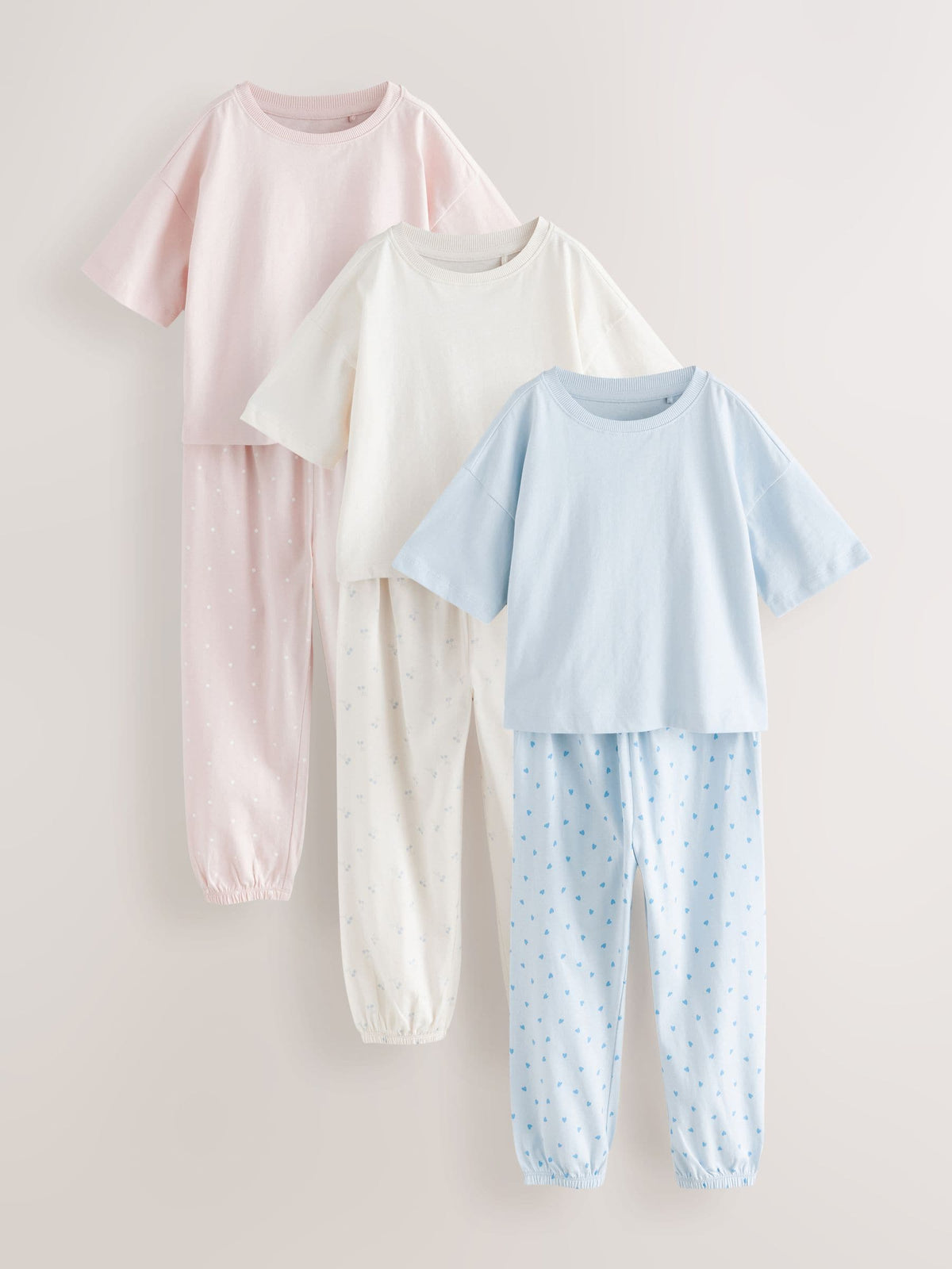 Pink/Blue Mini Print Jogger Pyjamas 3 Pack (3-16yrs)