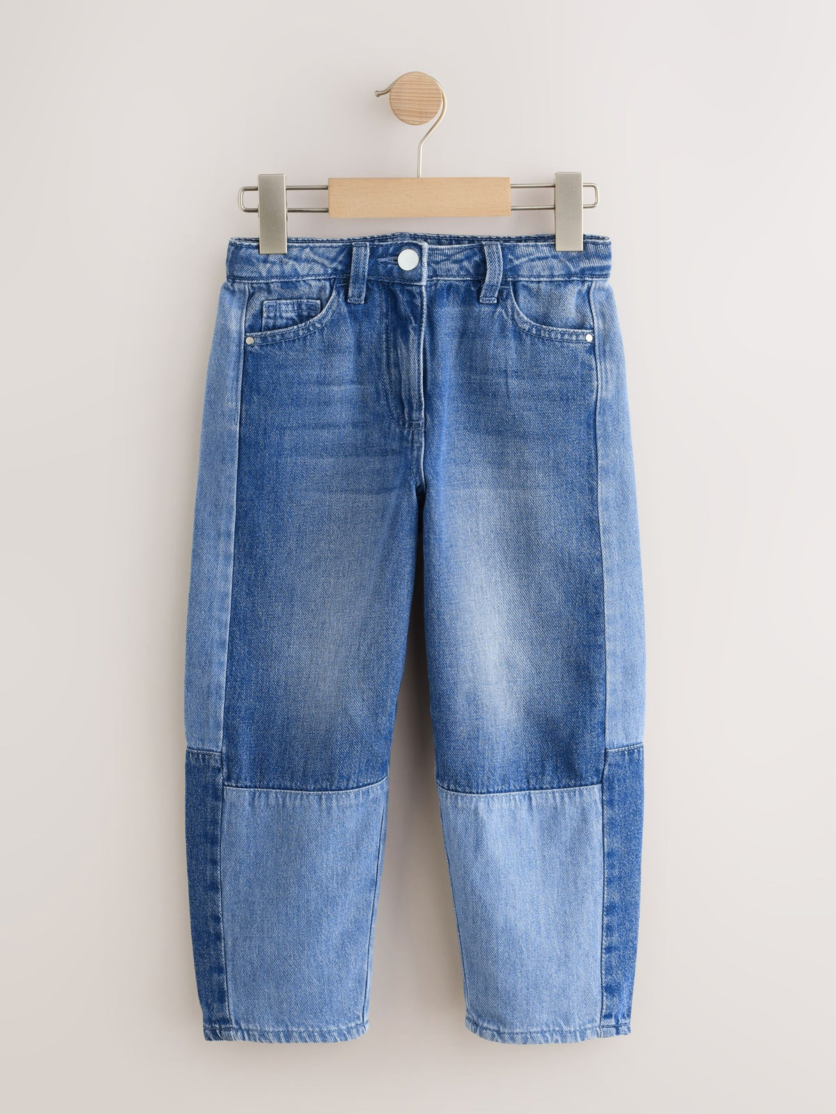 Mid Blue Denim Barrel Patched Jeans (3-16yrs)