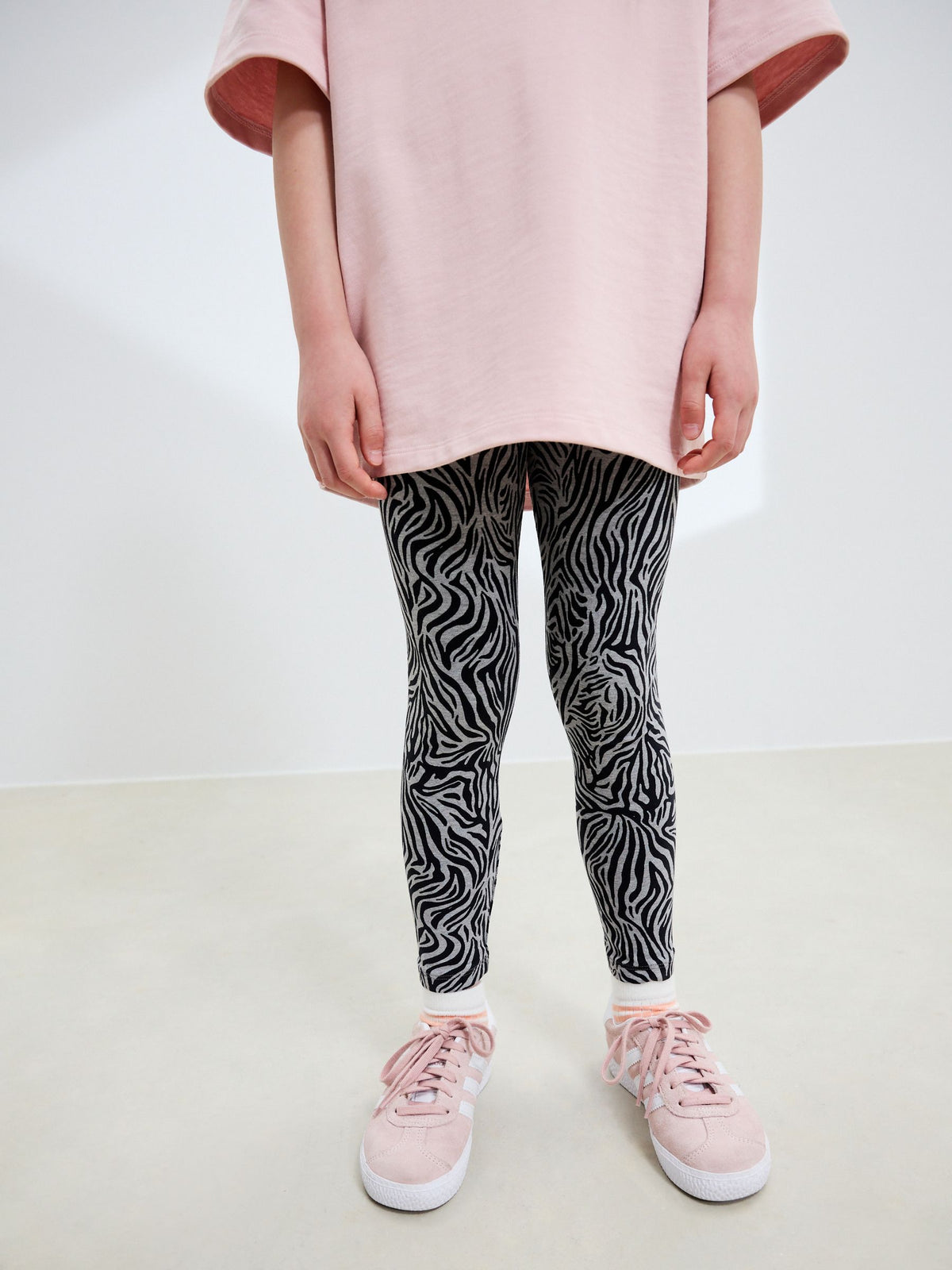 Zebra Grey Animal Print Leggings (3-16yrs)