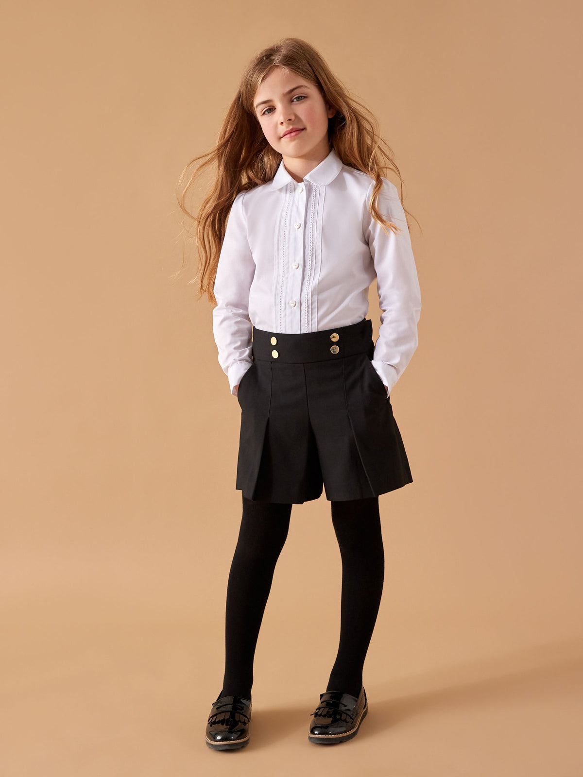 Black High Waisted School Shorts (3-16yrs)