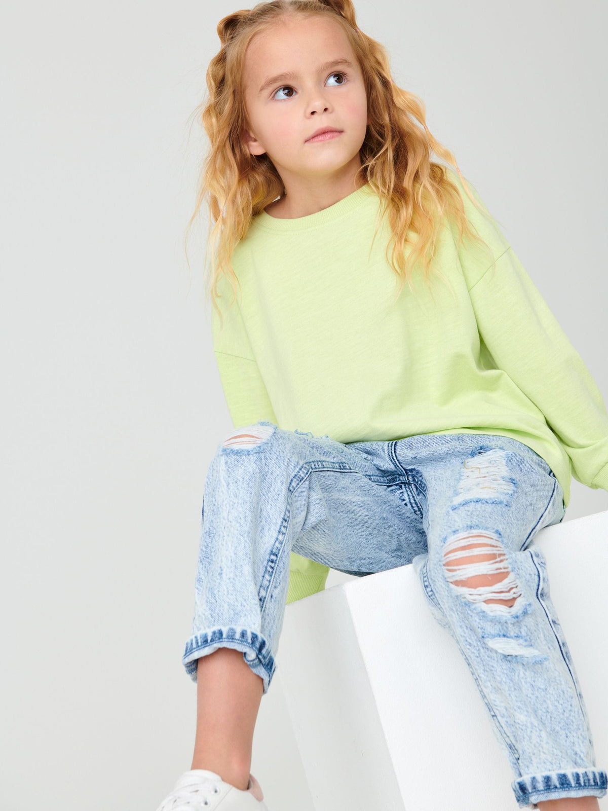Bleach Wash Mom 100% Cotton Jeans (3-16yrs)
