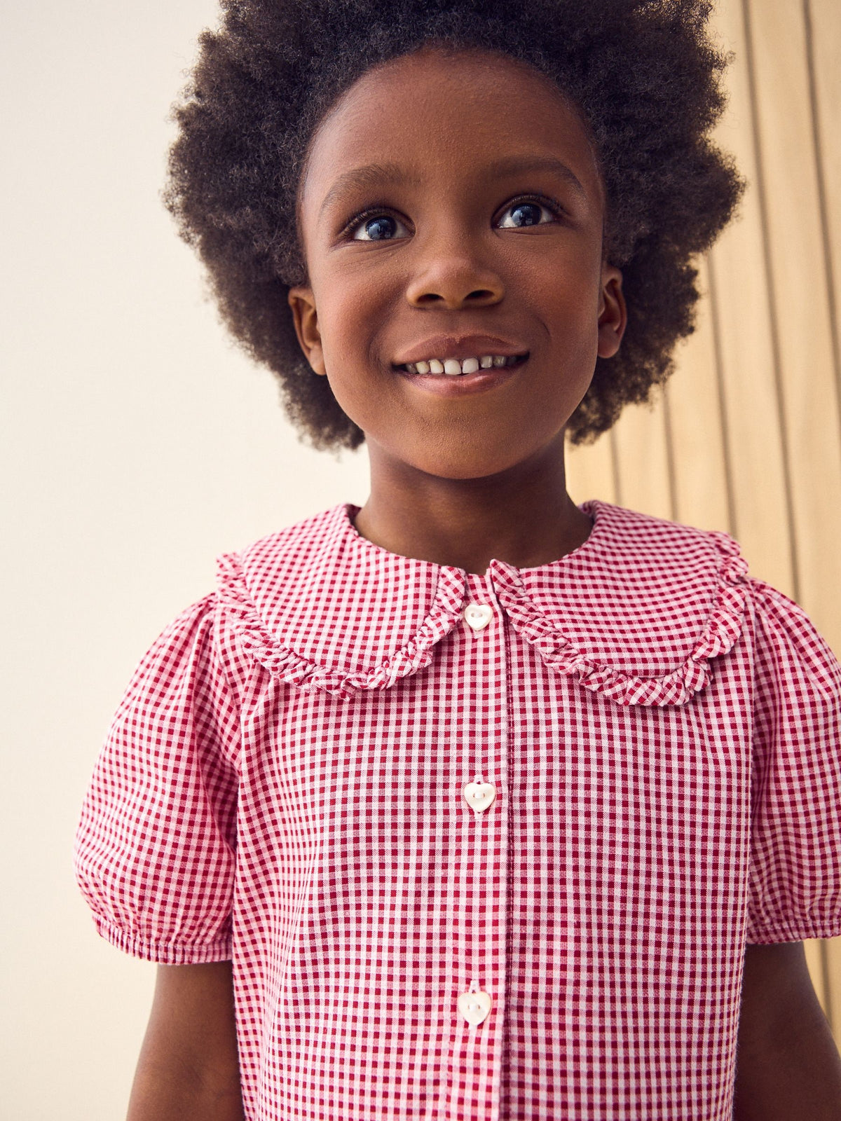 Red Cotton Rich School Gingham Tiered Pretty Collar Dress (3-14yrs)