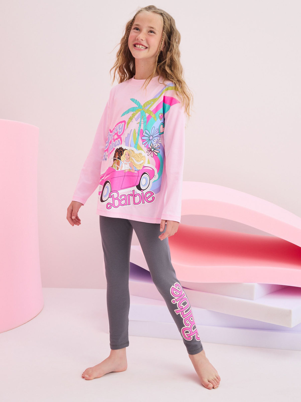 Pink/Grey Barbie License Pyjamas (3-12yrs)